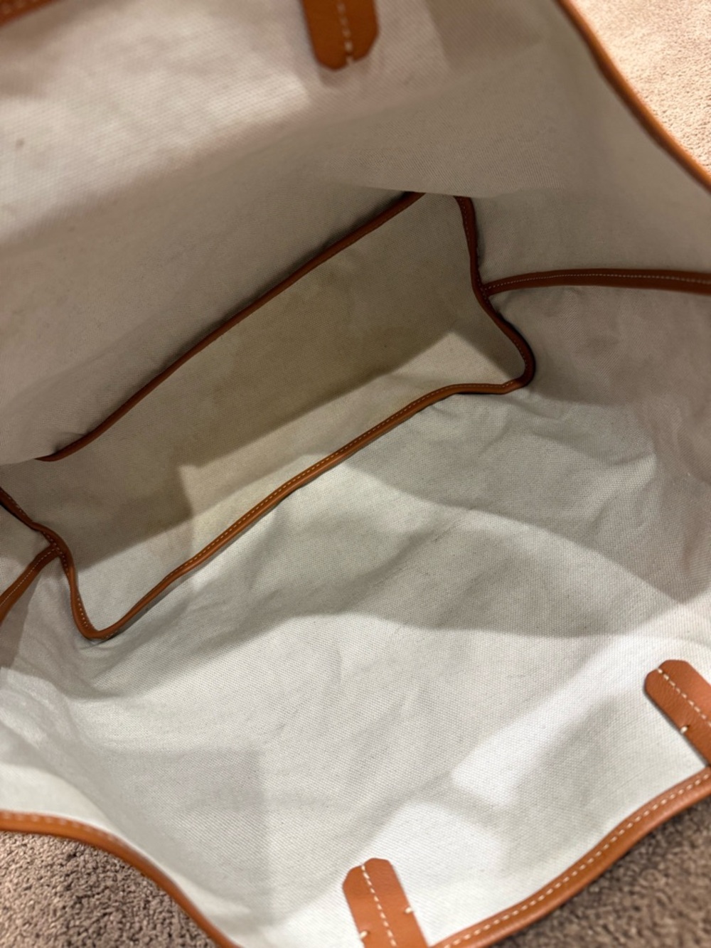 Goyard Brown Chevron Tote with Tan Trim - Picture 12 of 12